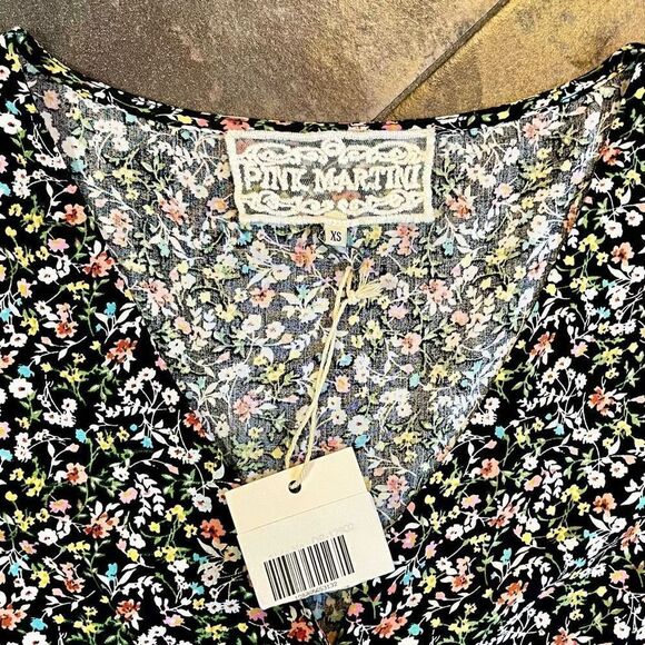 NWT Pink Martini Floral Aubrey Dress Black XS - Picture 9 of 9